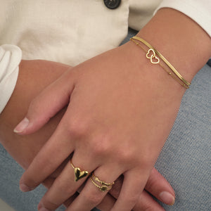 Tweelaags armband hartjes goud