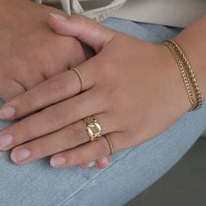 Tweelaags schakel & bolletjes goud