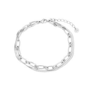 DYO Armband tweelaags plat zilver