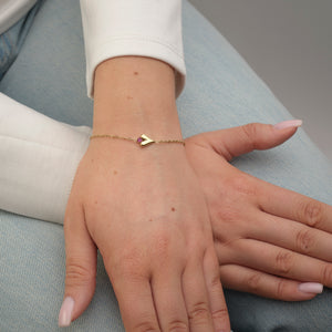 Armband fancy hart met roze steen goud