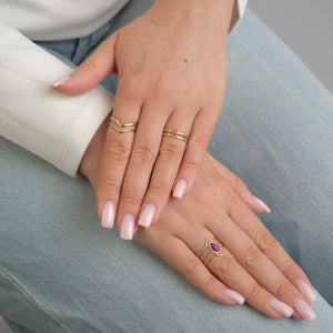 Ring double wave goud