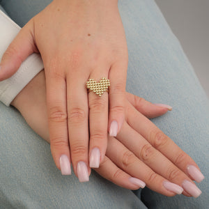 Ring hart bolletjes goud