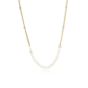 Ketting fijne witte kralen goud