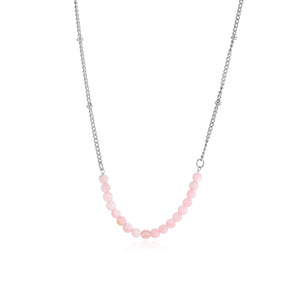 Ketting fijne roze kralen zilver