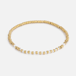 Armband witte kralen stretch goud