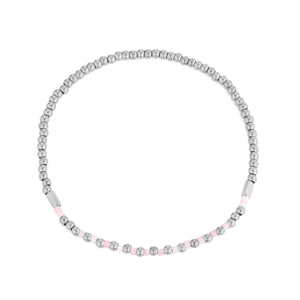 Armband roze kralen stretch zilver