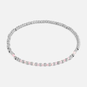 Armband roze kralen stretch zilver