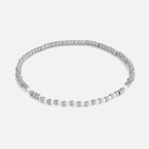 Armband witte kralen stretch zilver