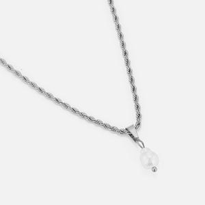 Gedraaide ketting parel zilver