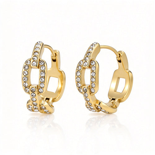 Oorbellen luxe schakel strass