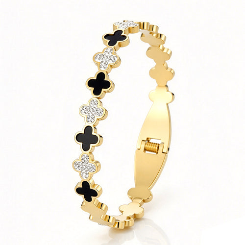 Bangle klavers zwart strass
