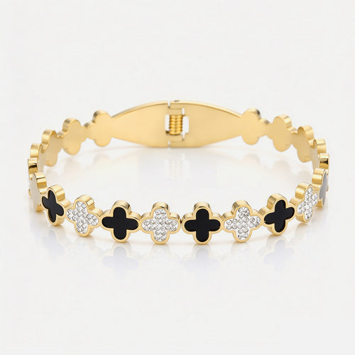 Bangle klavers zwart strass
