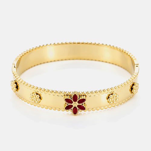 Bangle bloem met rode steentjes