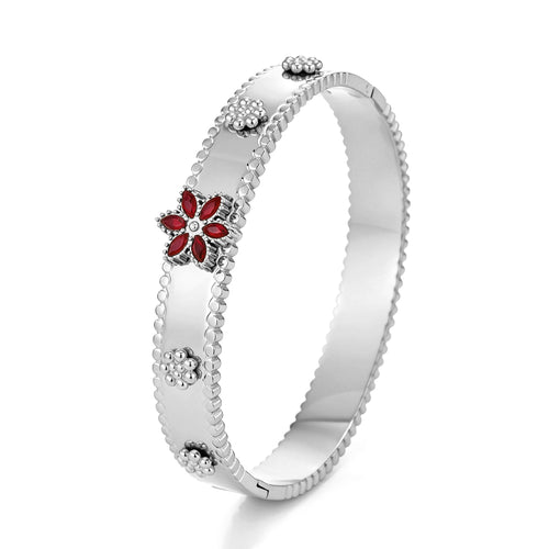 Bangle bloem met rode steentjes