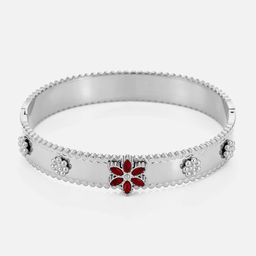 Bangle bloem met rode steentjes