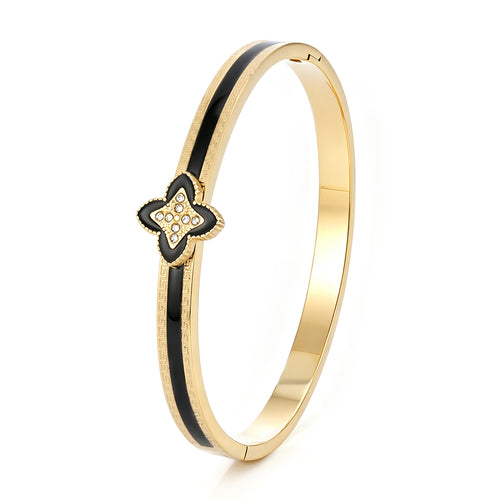 Bangle luxe klaver zwart strass