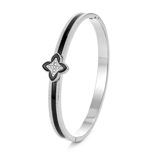 Bangle luxe klaver zwart strass