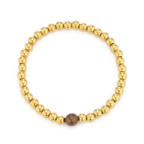 Armband met bruine natuursteen stretch