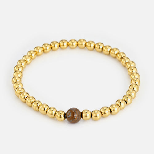 Armband met bruine natuursteen stretch