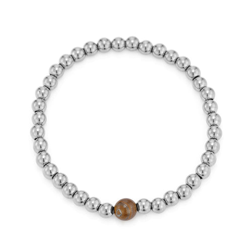 Armband met bruine natuursteen stretch