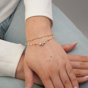 Armband bloemen met zirkonia goud