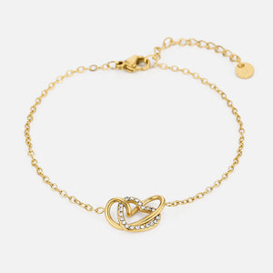 Armband verbonden hart steentjes goud