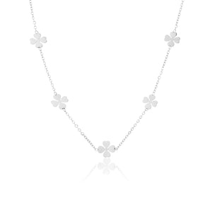 Ketting lucky klavertjes zilver