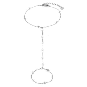 Hand Chain pearl party zilver