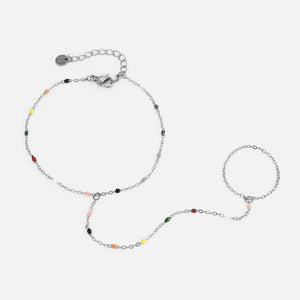 Hand Chain gekleurde kralen zilver