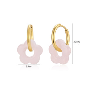 Oorbellen bloem roze goud