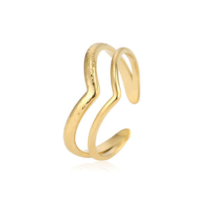 Ring double wave goud