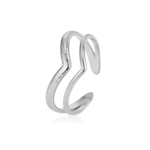 Ring double wave zilver