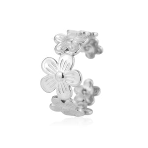 Ring bloemen band zilver