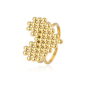 Ring hart bolletjes goud