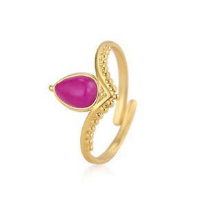 Ring roze druppel goud