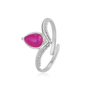 Ring roze druppel zilver