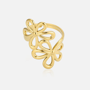 Ring twee bloemen goud