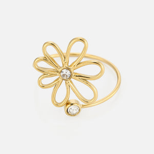 Ring open bloem steentjes goud