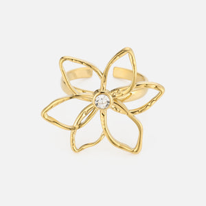 Ring bloem gehamerd goud