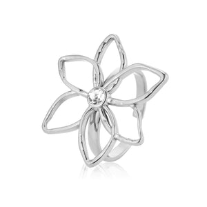 Ring bloem gehamerd zilver