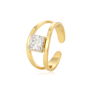 Ring vierkante steen goud