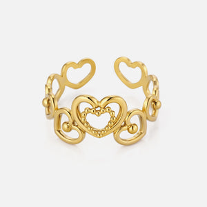 Ring stacked hearts goud