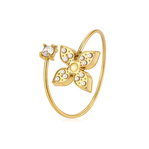 Ring parel bloem goud