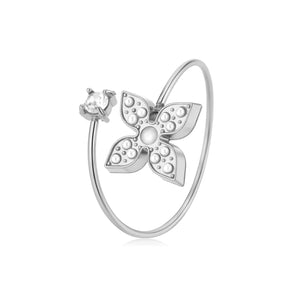 Ring parel bloem zilver