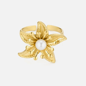 Ring lelie parel goud
