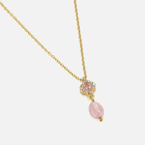 Ketting roze steen met zirkonia goud