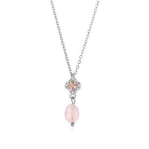 Ketting roze steen met zirkonia zilver