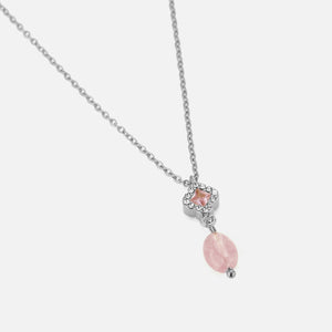 Ketting roze steen met zirkonia zilver