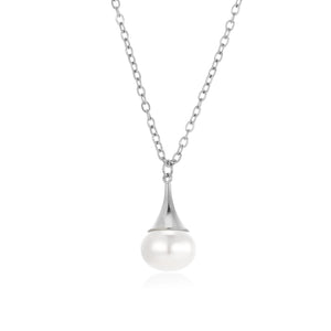 Ketting druppel parel zilver