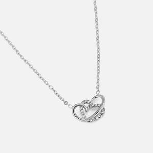 Ketting verbonden hart steentjes zilver